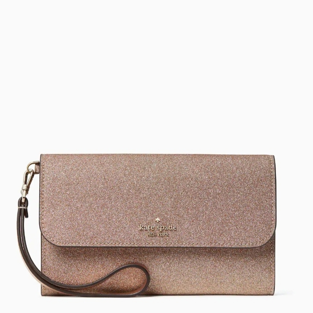 NWT Kate Spade Tinsel Boxed Medium Phone Wristlet in Rose Gold *SOLD OUT COLOR*